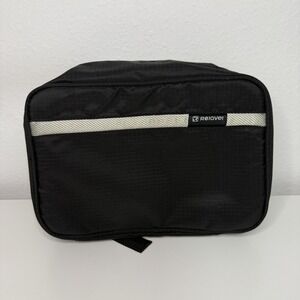 Relavel Travel Toiletry Bag Black Grey Stripe Waterproof Cosmetic Makeup Case